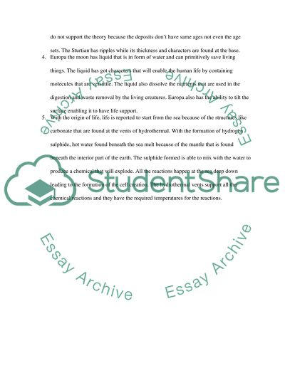 Theory of the Existence of Water