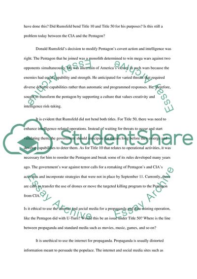 Actions of the Secretary of Defense Donald Rumsfeld