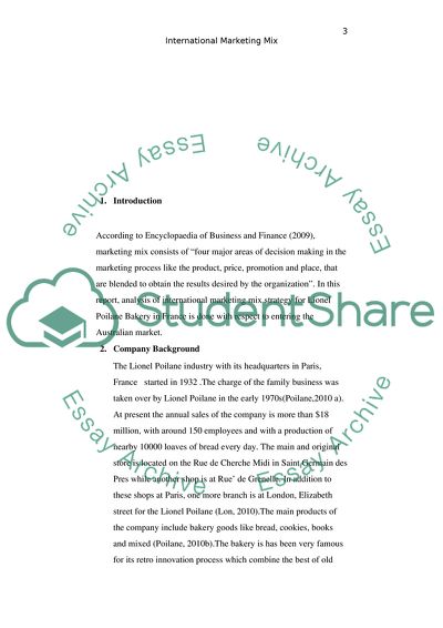 International Marketing Mix Commentary for Lionel Poilane Bakery in Paris