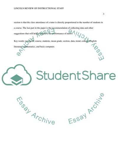 Lincoln College Review of Instructional Staff