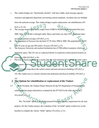I- 81 Highway Syracuse- Options for Rehabilitation or Replacement