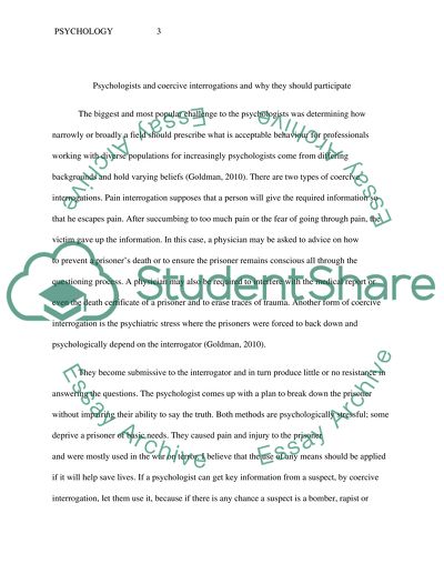 Discussion about the Participation of a Psychologist in a Forced Interrogation