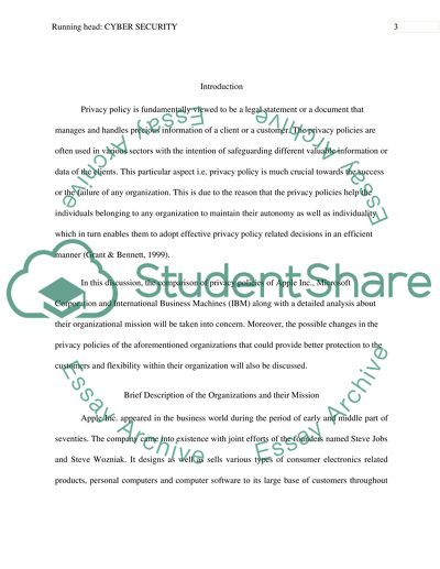 Privacy Policies of Apple Inc., IBM, and Microsoft