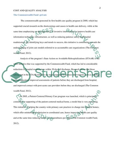 Cost and Quality Anaylsis