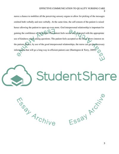 The Importance of effective communication to quality nursing care