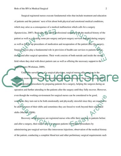 The Role of the RN In Medical Surgical