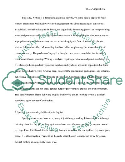 Theories of Writing and Discourse and Production of Written Text