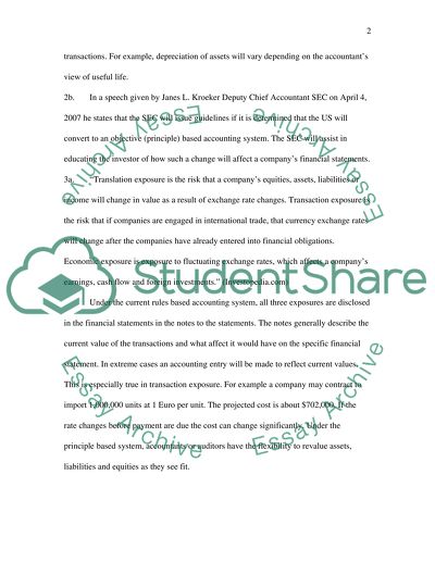 Four Internaional Accounting Questions