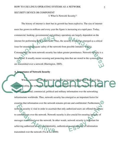 Project Paper: How to Use Linux Operating Systems as a Network Security Device or Component