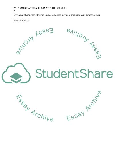 Why do you think American film dominance the world