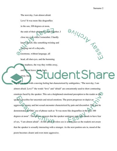 Poetry Explication of Last Night by Sharon Olds