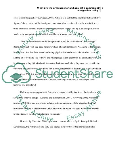 What are The Pressures For and Against a Common EU Immigration Policy