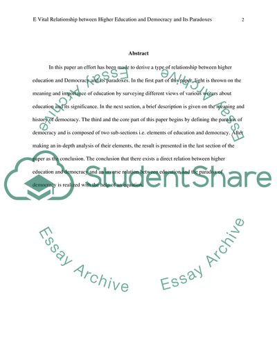 A Vital Relationship Between Higher Education and Democracy and Its Paradoxes