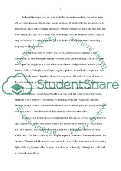 Book review (the lives of Margaret fuller :a biography by John matteson