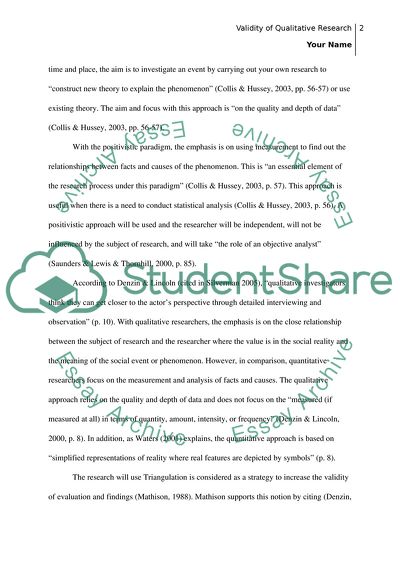 The Concept of the Validity of Qualitative Research