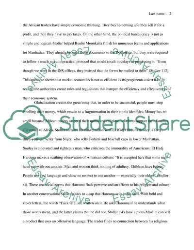 Paper reaction of the book Money has no smell by Paul Stoller