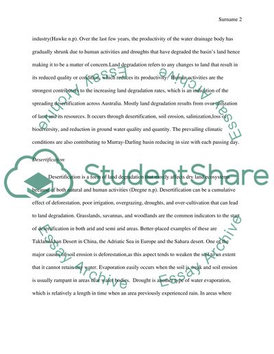 Effects of Land Degradation in the Murray-Darling Basin
