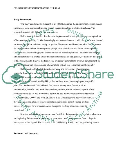Gender Bias in Critical Care Nursing