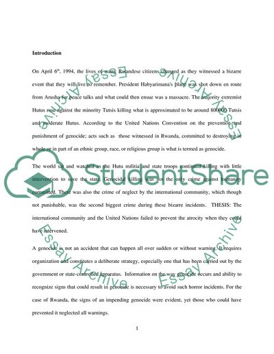 Failure of the UN in Preventing Rwandas Genocide