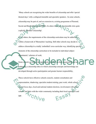 The Advantages of Teaching Citizenship as a Discrete Subject