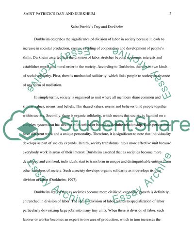 Saint patricks day and Durkheim