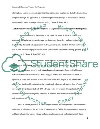 Cognitive Behavioural Therapy for Psychosis