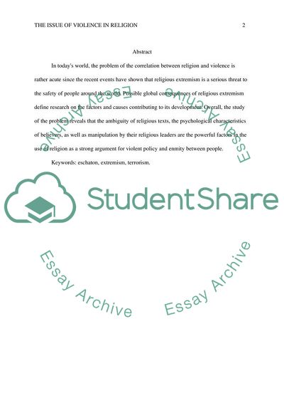 The Issue of Violence in Religion