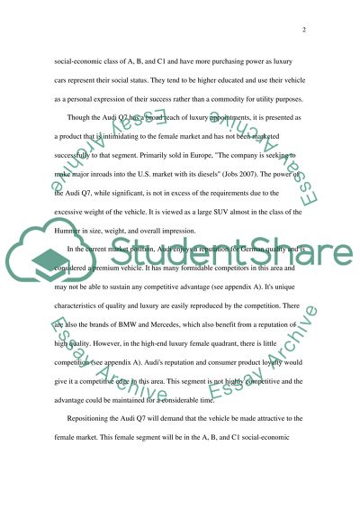 The Audi Q7: Market Positioning