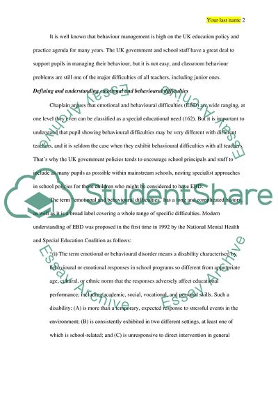 Behavioural Problems and Learners in Manchester Primary Schools