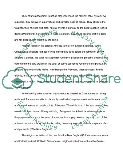 Chesapeake and New England Colonies