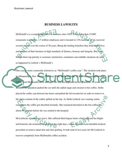 Business Lawsuit - McDonalds