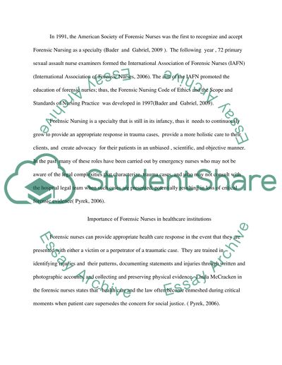 Forensic Nursing and Its Challenges to the Profession