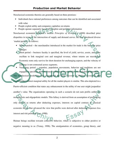 Production and Market behaviour