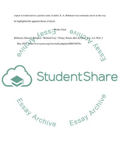 Poem - Richard Cory by (EDWIN ARLINGTON ROBINSON)