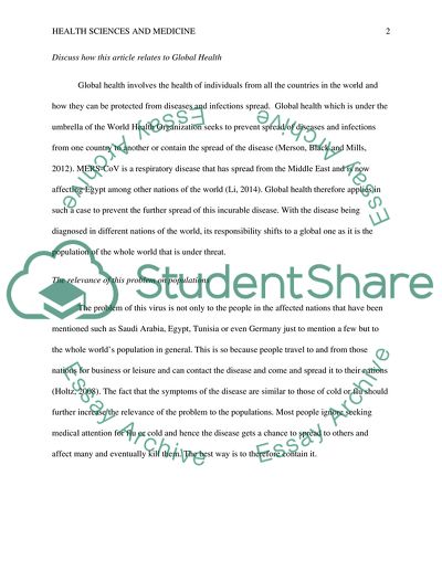 Middle East Respiratory Syndrome - Coronavirus