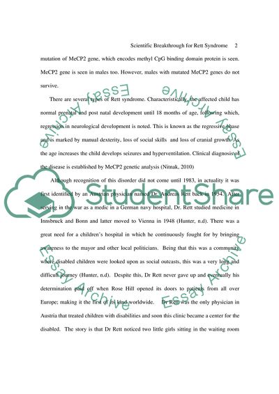 Scientific Breakthrough for Rett Syndrome