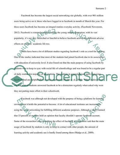 essay on impact of facebook on students