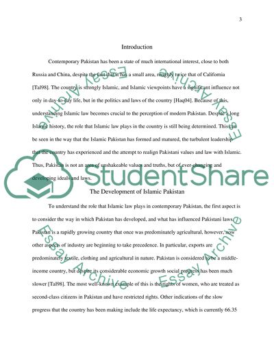 Development of Islamic Law and its Role in Contemporary Pakistan