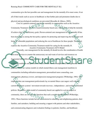 Community care for the mentally ill