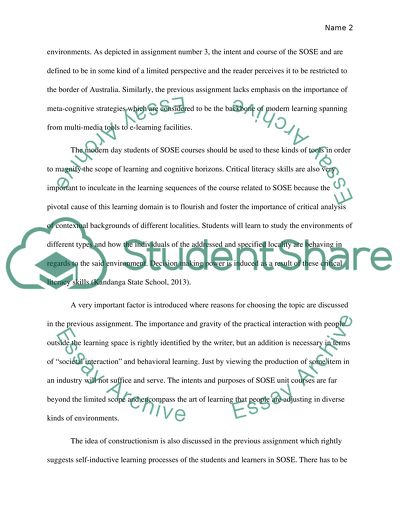 Critical Reflection on the Study of Society and Environment