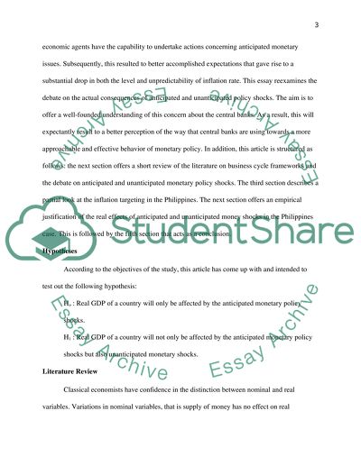 Unanticipated and Anticipated Monetary Policy