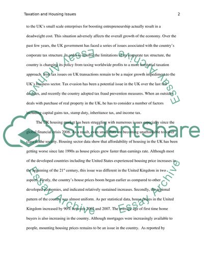 Issues Relating to Taxation and Housing in the UK