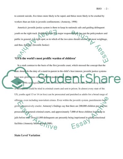 Incarceration Rates in Juvenile Offenders