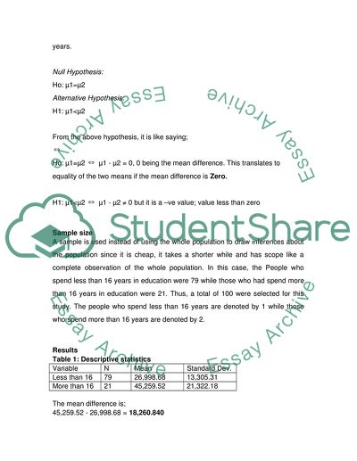 Two or More Sample Hypothesis Testing Paper
