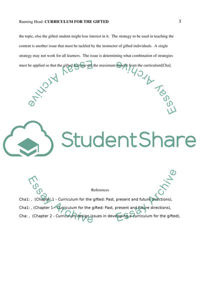 Curriculum for the gifted