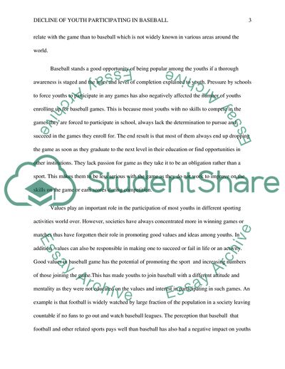 Decline of Youth Participating in Baseball