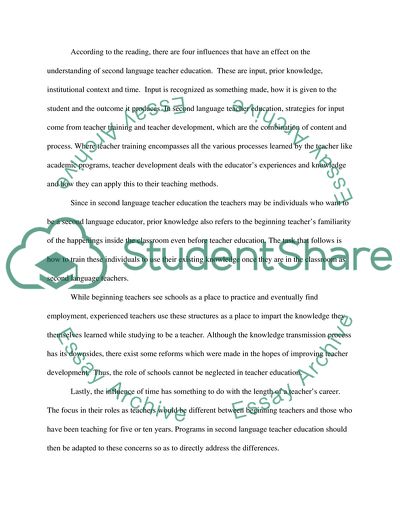 Second language teacher education