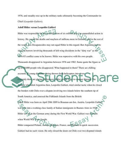 The Comparison of Adolf Hitler and the Leader of Los Desaparecidos