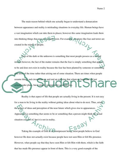 The Relation between Appearance and Reality
