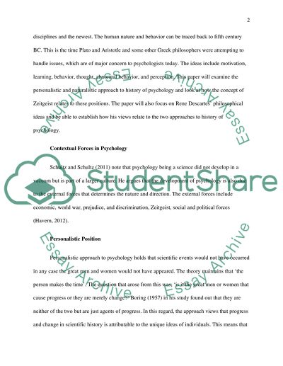 Personalistic and Naturalistic Approach in the History of Psychology